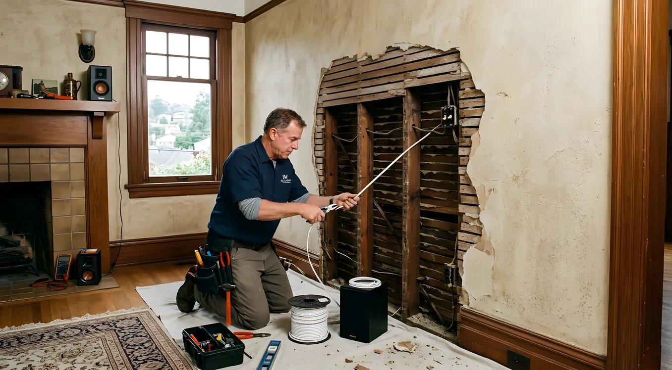 Home Theater in Older Bay Area Homes: Plaster Walls, Balloon Framing, and Knob-and-Tube